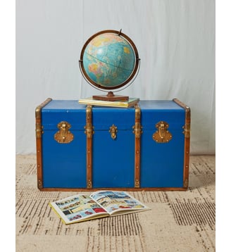 Grande malle bleue Lucienne N°240- Produit chiné - Debongout - Bleu