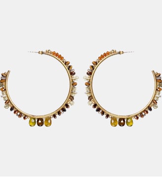 Boucles d'oreilles créoles avec perles ISAIS - Hipanema - Ambre
