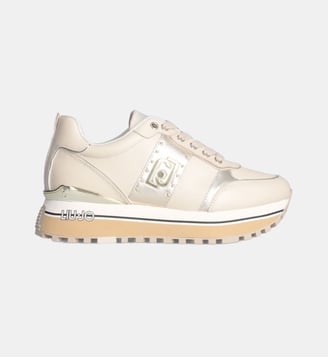 Sneakers blanches à plateforme en cuir - Liu Jo - Beige