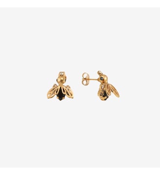 Boucles d'oreilles dorées royal - IMPERIAL - Caroline Najman - Cristal noir