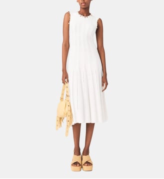 Robe en maille avec bijoux dorés - Maje - Blanc
