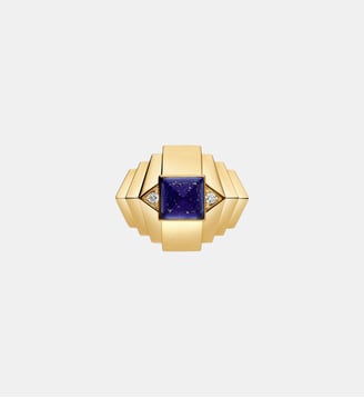 Bague Rockaway Mini Pyramide Or Jaune & Lapis Lazuli - Statement - Or jaune