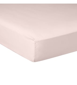 Drap Housse Pure White Percale Lavée Pink - Drouault - Rose clair