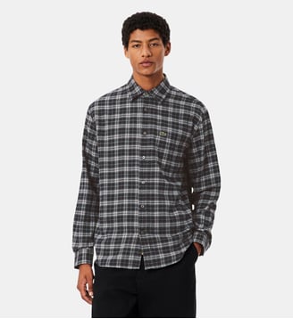 Chemise flanelle à carreaux regular fit - Lacoste - Gris foncé et gris clair