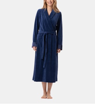 Peignoir croisé en velours ESSENTIEL H67A - Lingerie Le Chat - Bleu