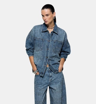 Veste oversize en denim avec strass Liu Jo