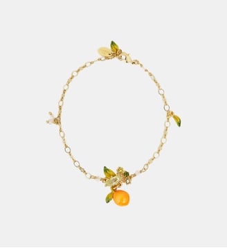 Bracelet fin orange et petites feuilles - Les Néréides - Orange