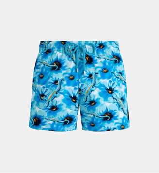 Maillot de bain court stretch Poopies et Geckos - Vilebrequin - Topaze bleue