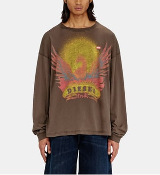T-shirt à manches longues avec motif Phoenix - Diesel - Marron