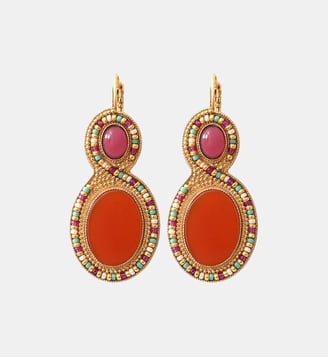 Boucles d'oreilles dormeuses   - Claudia - Satellite - Orange