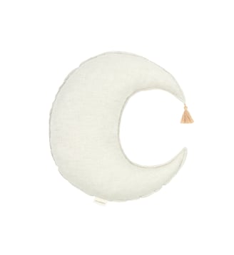 Coussin Lune L1N0 en lin français lavé - Nobodinoz - Greige