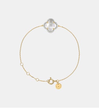 Bracelet, nacre blanche, diamants, or jaune - Morganne Bello - Or jaune