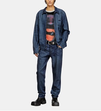 Veste en denim à carreaux Prince de Galles - Diesel - Bleu