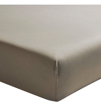Drap housse uni en percale de coton, bonnet de 40cm, PREMIÈRE - Essix - Taupe