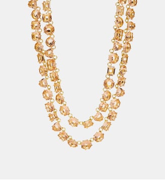 Collier plastron deux rangs la diamantine rose abricot - Les Néréides - Rose