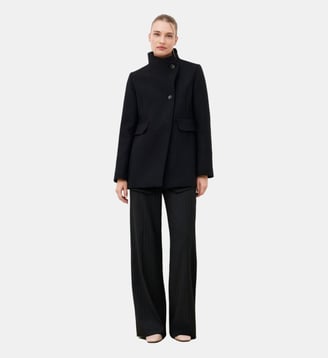 Manteau gali2 - Motif uni - Laine recyclee - Caroll - Noir