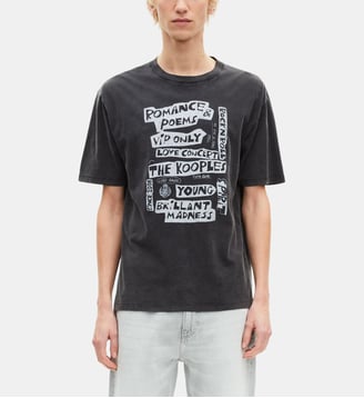 T-shirt avec sérigraphie Romance Poems - The Kooples - Black washed