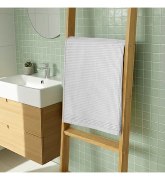 Serviette de toilette en coton, NID D'ABEILLE - Blanc Cerise - Blanc