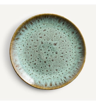 Lot de 4 assiettes plates grès émaillé - AM.PM - Kaki et bleu