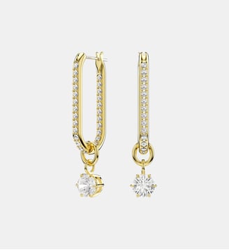 Pendants d'oreilles Constella, Doré à l’or 18 carats (750/1000) - Swarovski - White