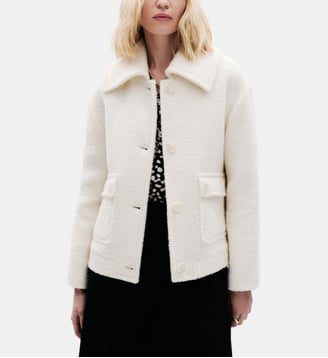 Manteau giro - Motif uni - Acrylique - Coupedroite - Caroll - Écru