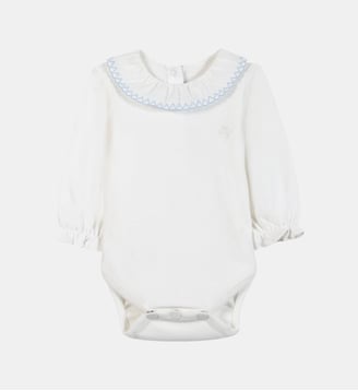 Body - Nuage coton col volanté broderie - Tartine Et Chocolat - Bleu