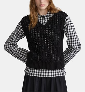 Pull capucine en résille de coton - Agnès b. - Noir
