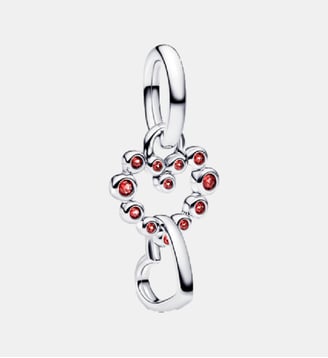 Charm Pendant Cœurs Entrelacés et Pierres Rouges - Pandora - Argenté