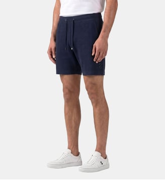 Short en piqué de coton et cachemire - Ron Dorff - Bleu marine