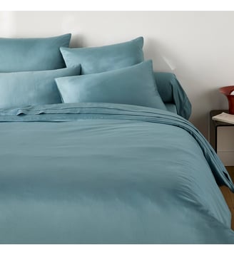 Housse de couette en satin de coton, 153 fils - La Redoute Interieurs - Bleu
