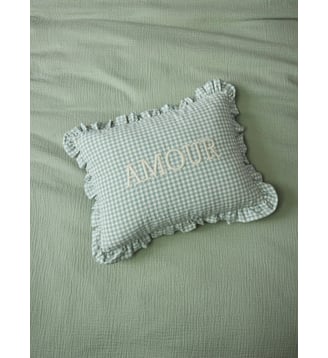 Coussin "Amour" imprimé vichy - Cyrillus - Vichy vert