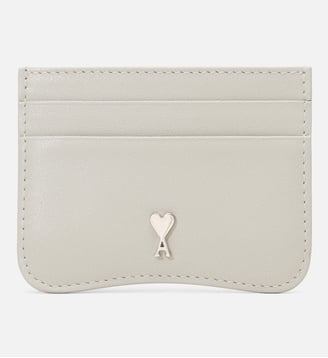 Porte-cartes Paris Paris zippé unisexe en cuir de vachette - AMI Paris - Vert céladon