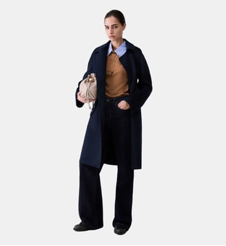 Manteau long en laine - Liu Jo - Bleu foncé