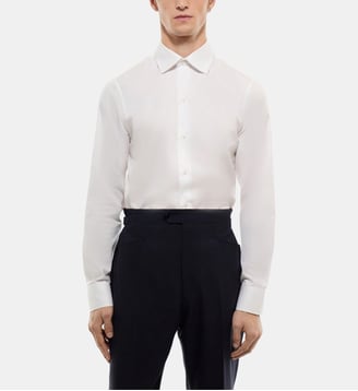 Chemise col courbe en twill de coton - Fursac - Blanc