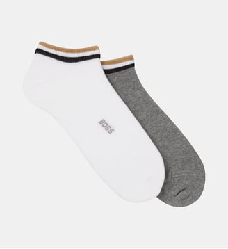 Chaussettes basses en coton signature - BOSS - Silver