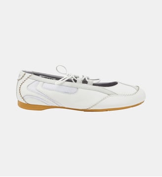 D-Mile-Ballerines à lacets en cuir et mesh - Diesel - Blanc