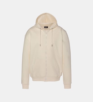 Sweatshirt zippé à capuche custom thunder - Schott - Blanc cassé