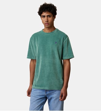 T-shirt en maille aspect velours - Faguo - Vert clair grisé