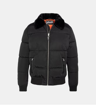 Doudoune col effet fourrure amovible - Schott - Noir