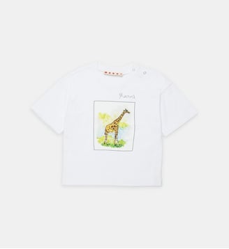 T-shirt avec imprimé girafe et logo - Marni - Blanc