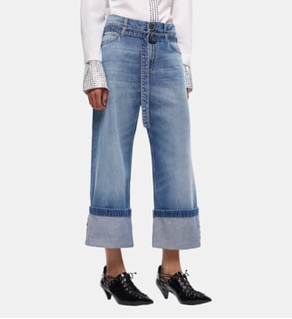 Jean cropped ceinturé à revers - Pinko - Lavage moyen