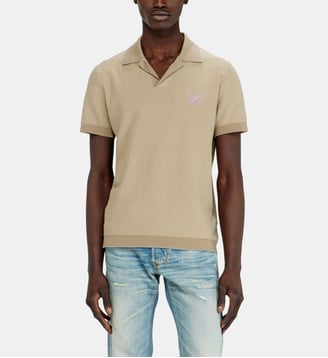 Polo en maille bouclé avec logo Phoenix - Diesel - Beige
