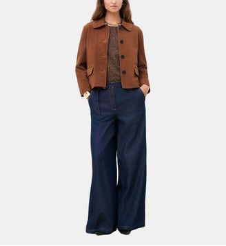 Veste vbrielle - Motif uni - Cuir d agneau - Coupe droite - Caroll - Marron