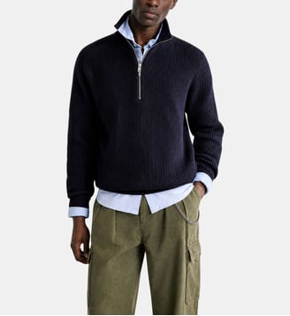 Pull col camionneur en laine - The Kooples - Marine fonce