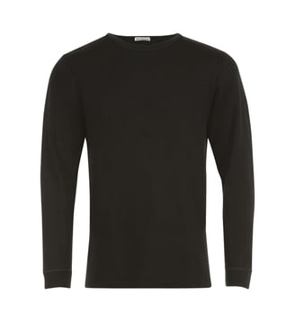 T-shirt en laine et coton à manches longues - Eminence - Noir