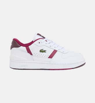 Sneakers T-Clip Set femme en cuir - Lacoste - Blanc bordeaux