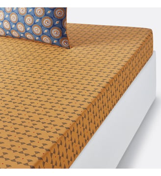 Drap housse en coton bonnet 25 cm - La Redoute Interieurs - Bleu et jaune