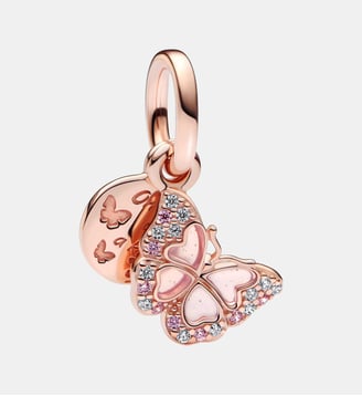 Charm Pendant Double Papillon Rose & Citation - Pandora - Rose