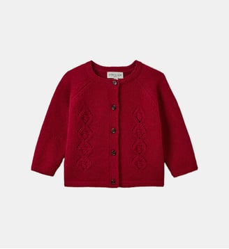 Cardigan en laine mérinos Bébé - Cyrillus - Framboise