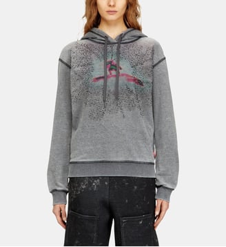 Sweat à capuche avec motif graphique numérique et détails en strass Diesel